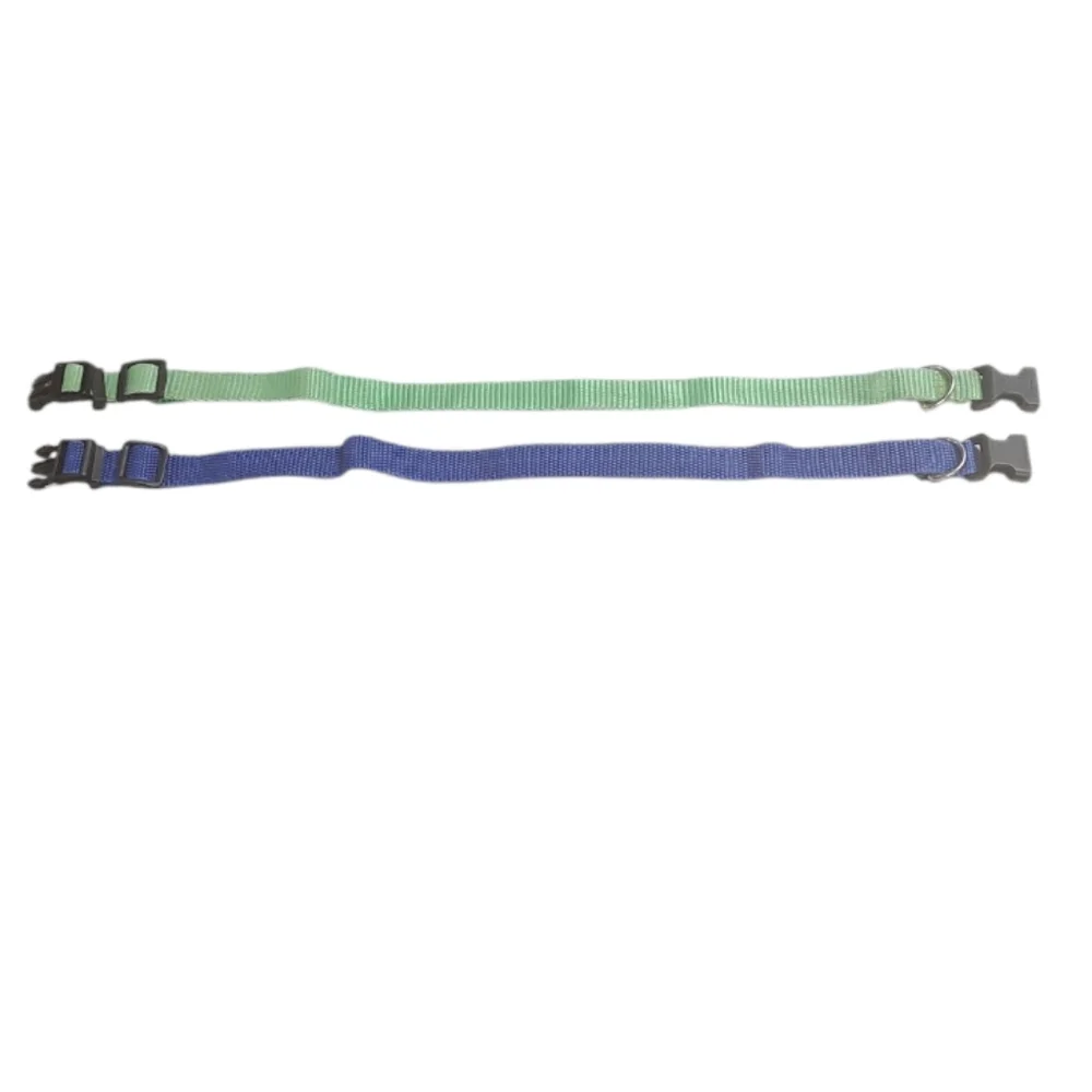 2 Dog Collars Green And Blue